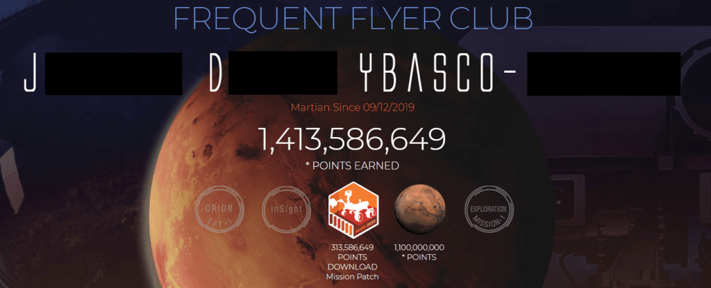 NASA Frequent Flyer Club, Mars Project 